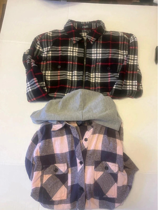 Chaps Tops - Two piece flannel set champs removable hood 2 long sleeve shirts